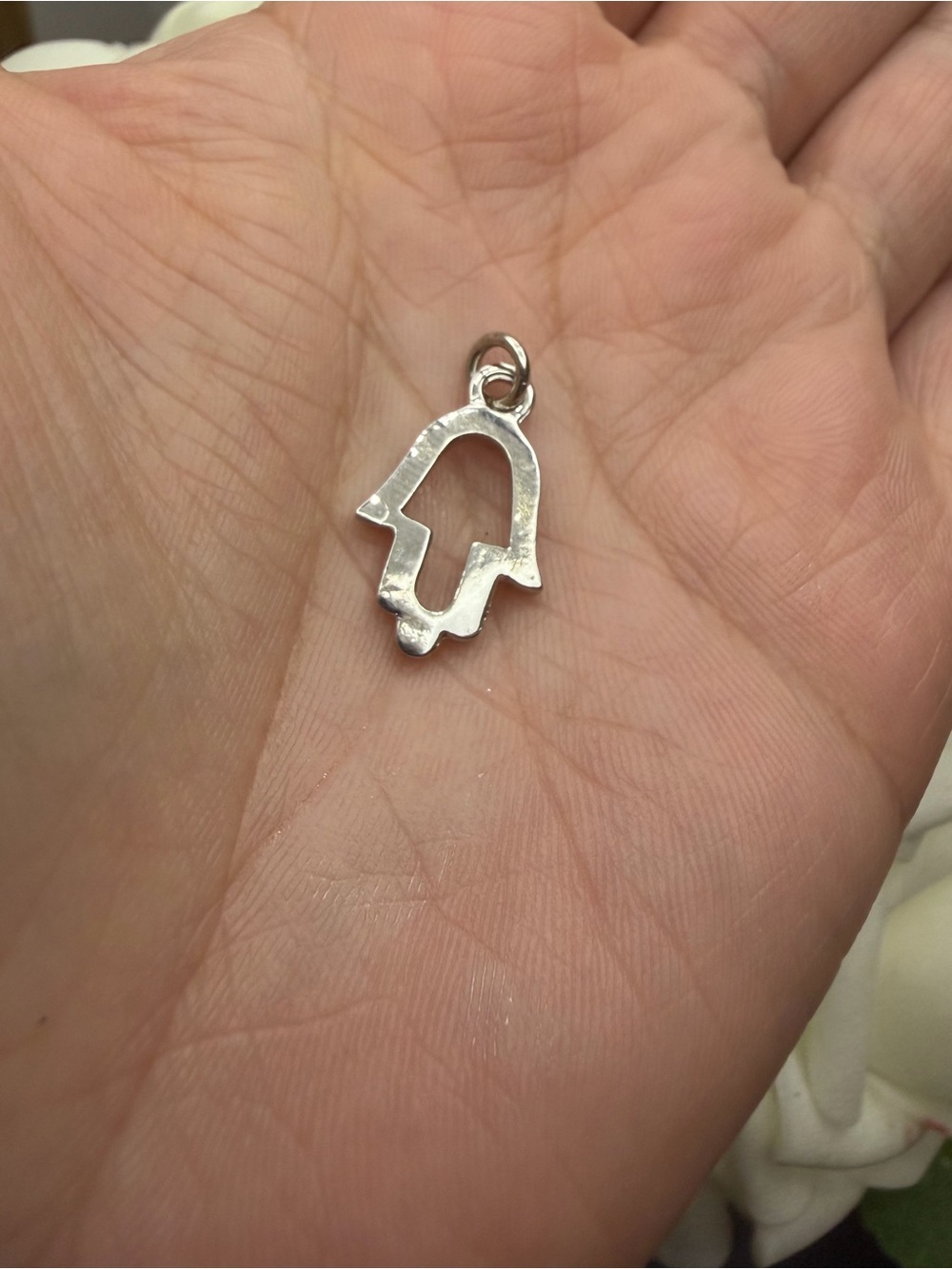 Silver Hamsa Hand Pendant Charm - Women Jewelry